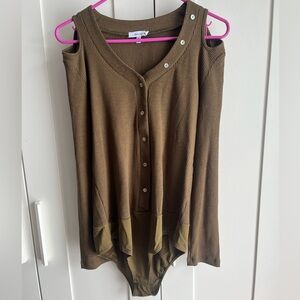 White Birch- brown ribbed bodysuit